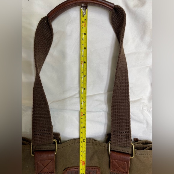 Duluth Trading Women's Oil Cloth Day Tote Bag green brown leather handles - Picture 11 of 13